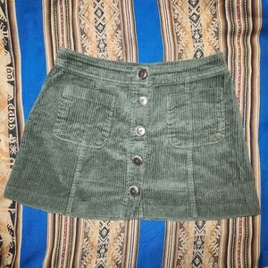 Zara Trafaluc Olive Corduroy Miniskirt - Size M